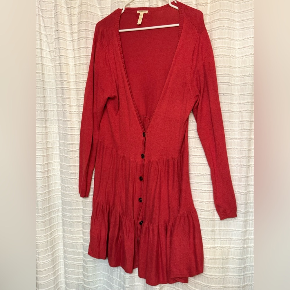 Red Button-Down Knit cardigan